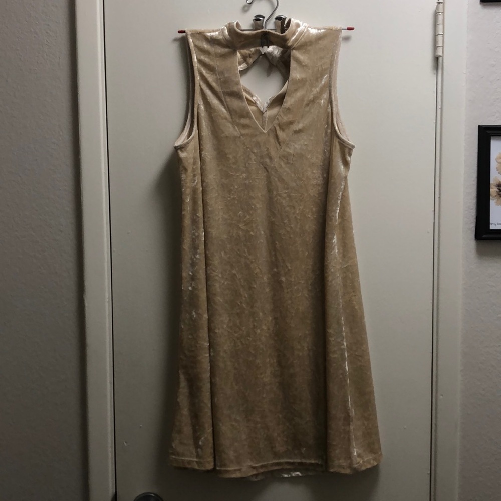Cream crushed velvet dress